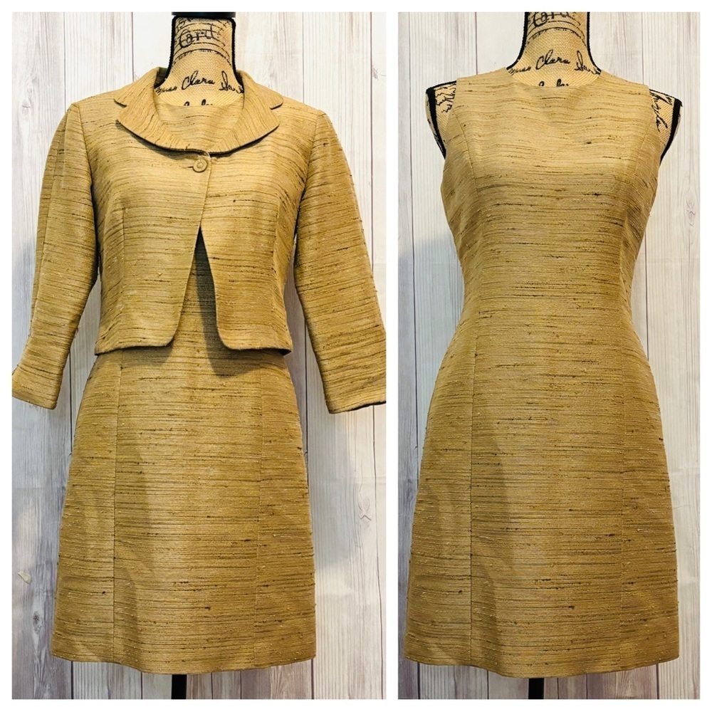 Classic Mustard Shift Dress with Matching Jacket